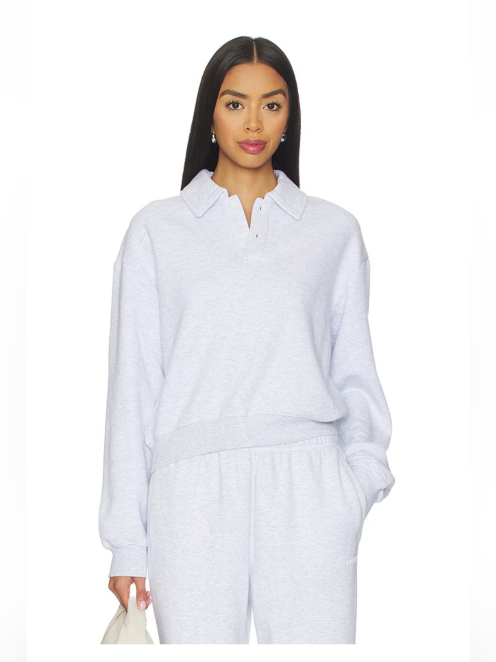 NWOT - Skims - COTTON FLEECE POLO SWEATSHIRT - Heather Grey - XL